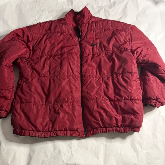 Nike Reversible Jacket Swoosh VTG Y2K Mens XL Red Black Puffer Coat Oversize - Picture 3 of 10